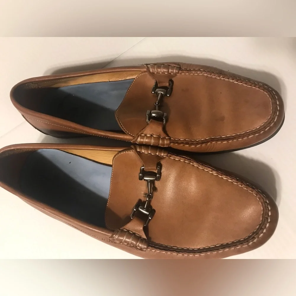 Peter Millar brown slip-on loafers leather shoes men size 10 1/2 M - Picture 2 of 12